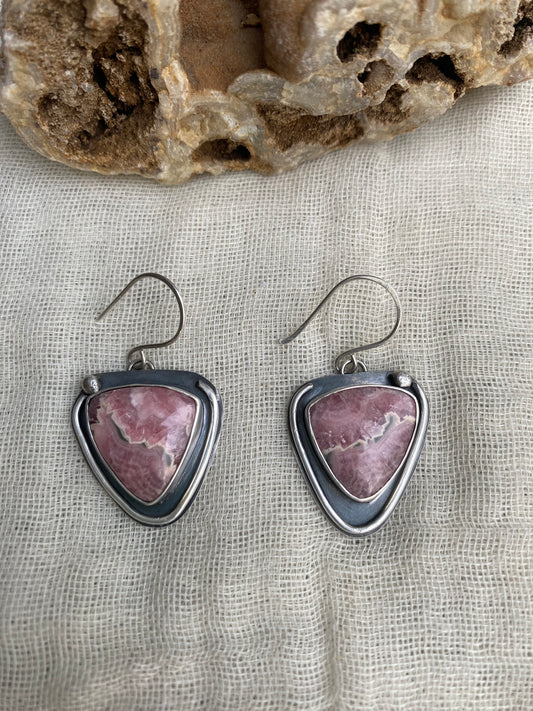 Shadow Box Rhodonite AAA grade Earrings