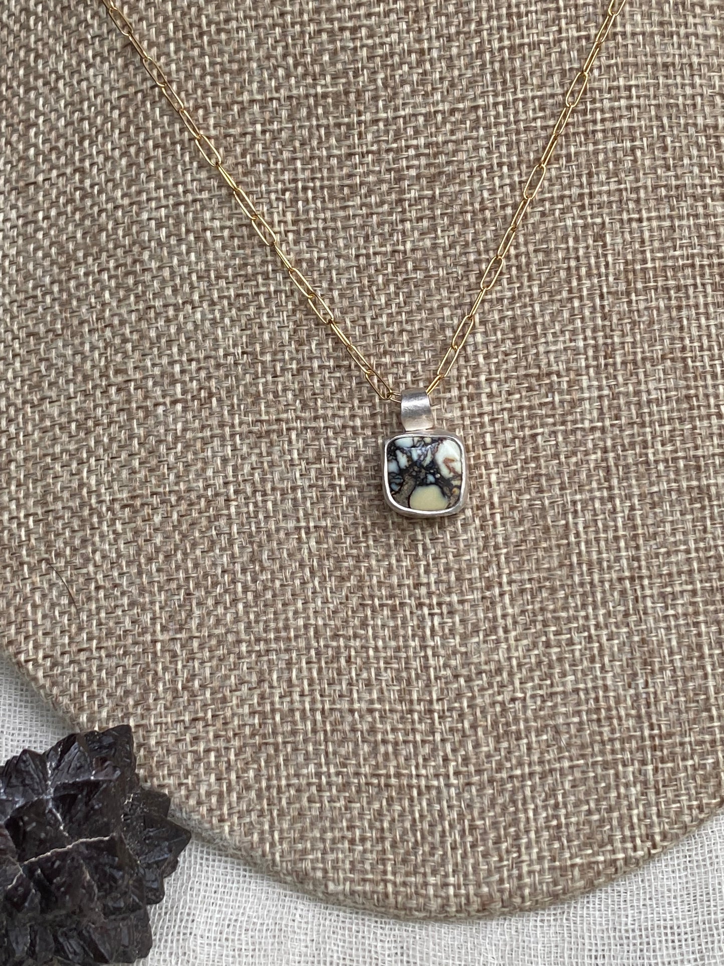 Aloe Variscite square pendant with 14kt gold filled chain