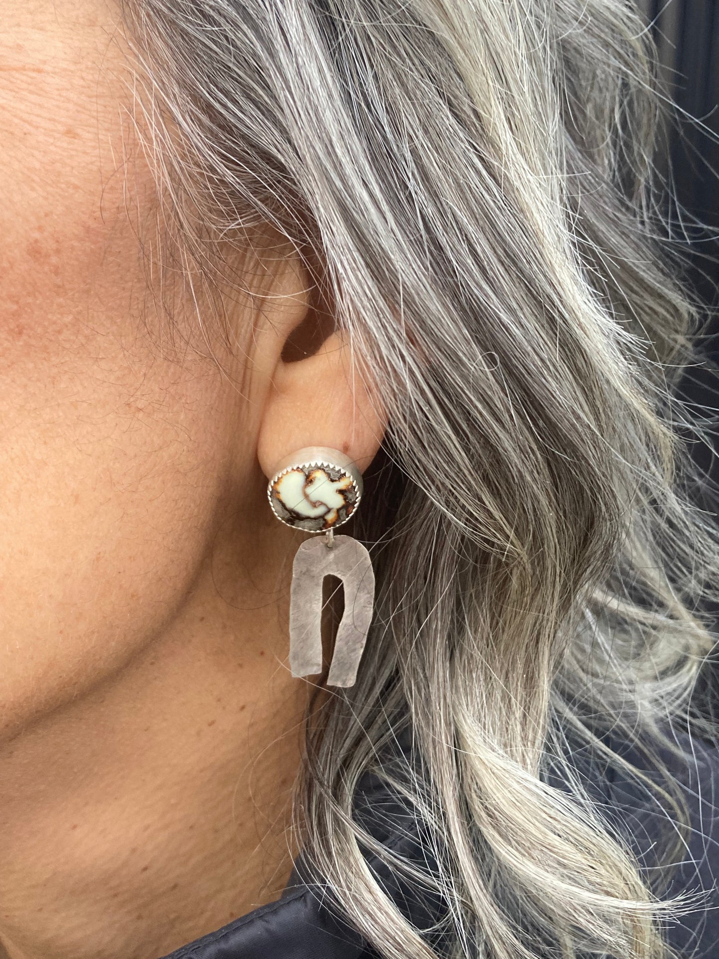 Aloe Cloud and Sterling Rainbow Stud Earrings