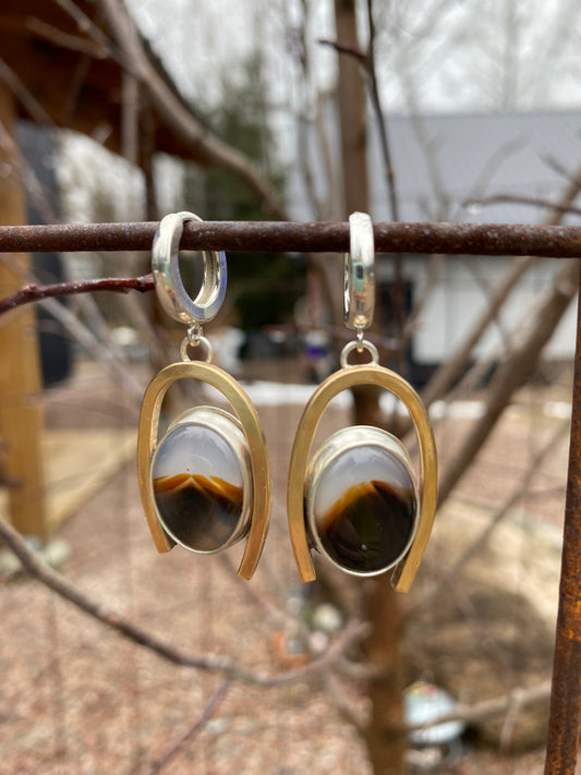 Arched Montana Agate Mountain Earrings