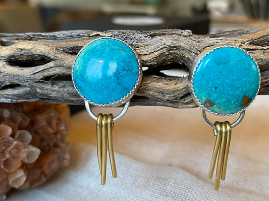 Campitos Turquoise Studded Fringe Earrings
