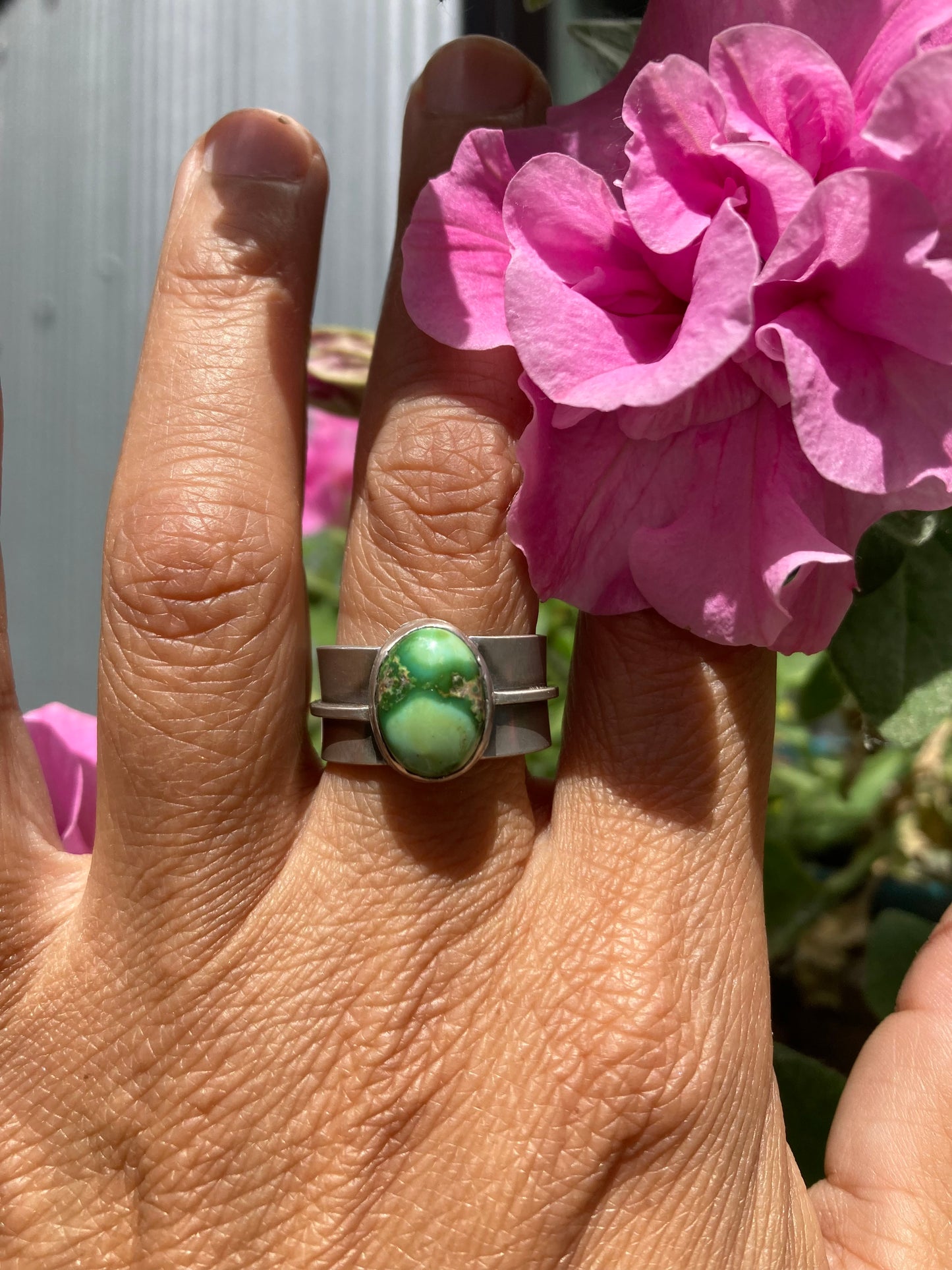 Sonoran Gold Turquoise Ring on Sterling Silver shadow Band