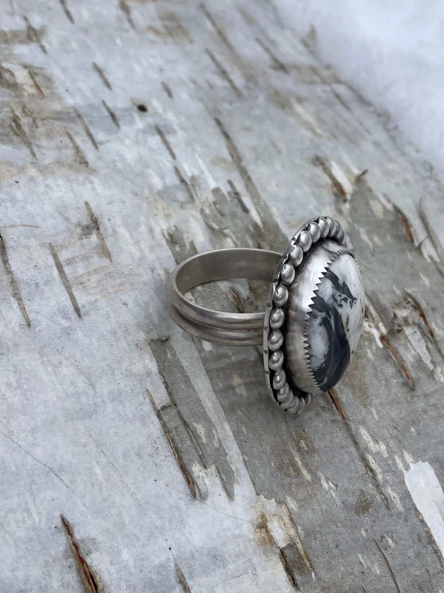 White Buffalo Turquoise Ring