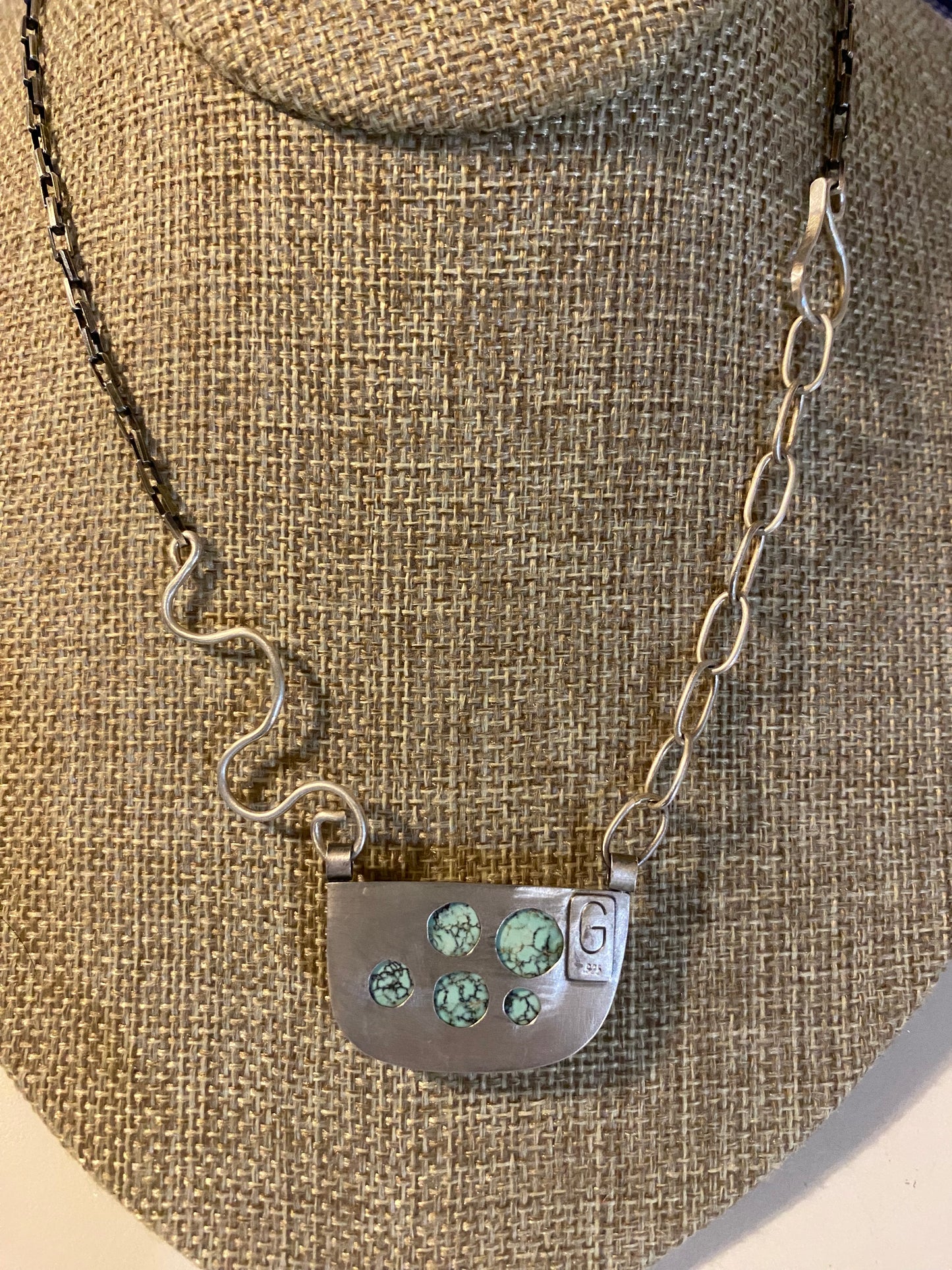 Shadow Box style Snowville Variscite necklace