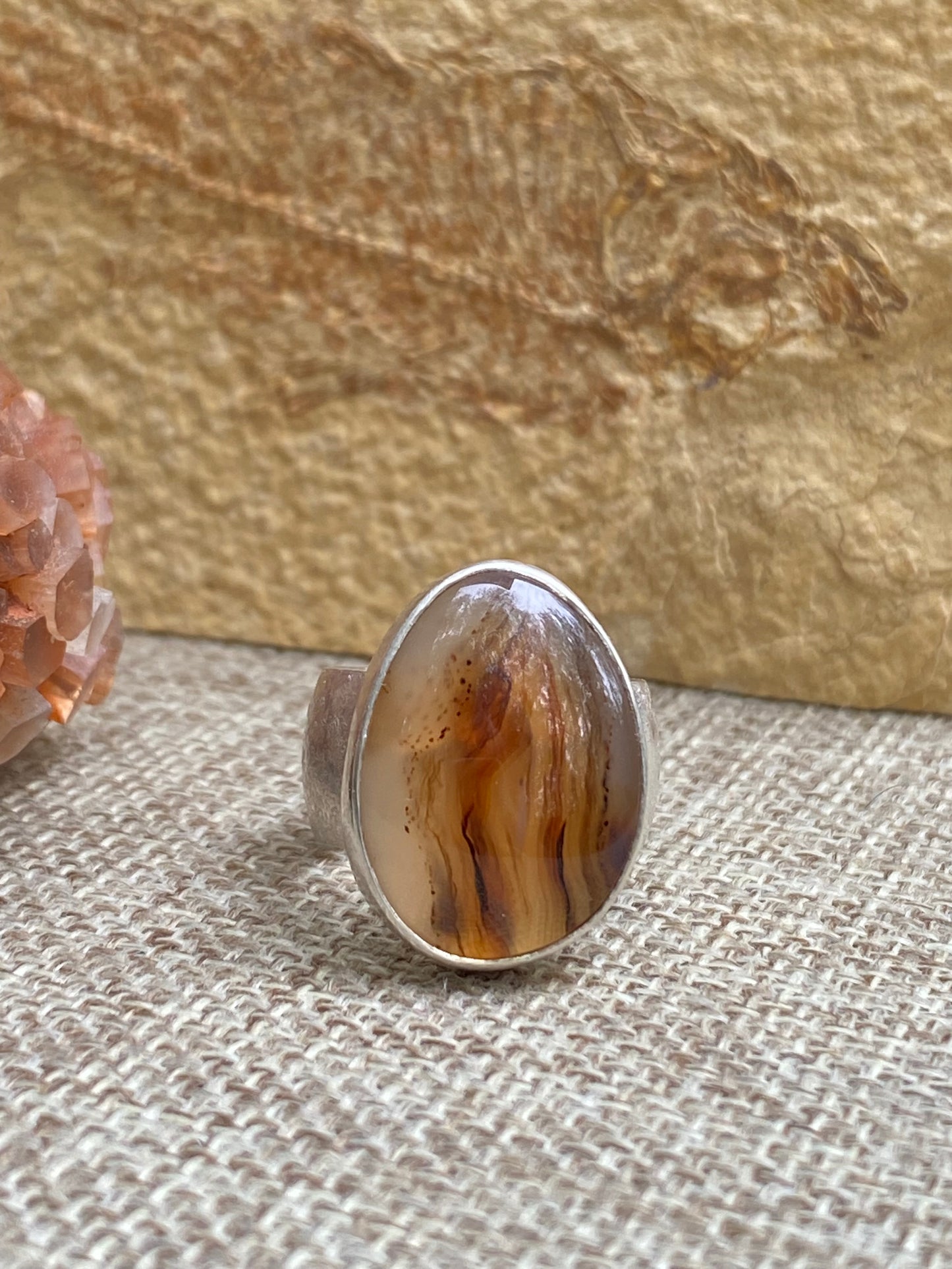 Montana Agate wide fused band Ring