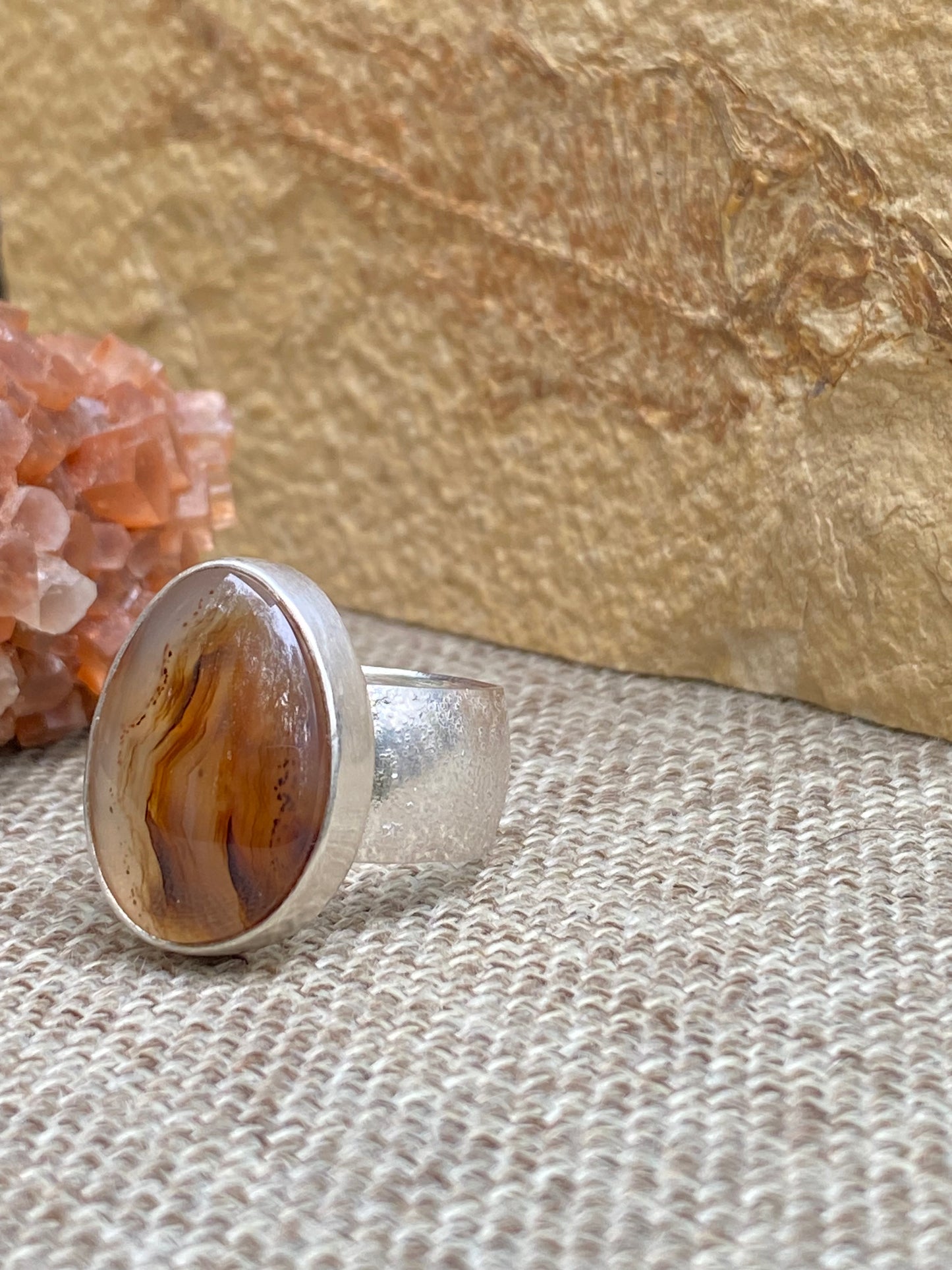 Montana Agate wide fused band Ring